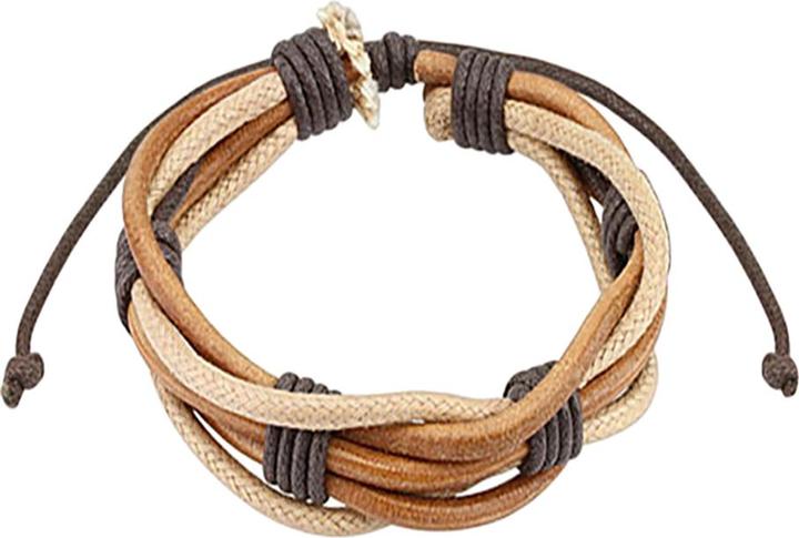 Produktbild Star Piercing Lederarmband braun mit Korderln (Leder, ohne Messing)