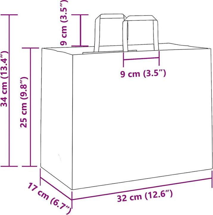Produktbild VidaXL Kraftpapiertüten 50 Stk. mit Henkel Gelb 32x17x25 cm Papiertüte (Geschenktüte, 50 x)