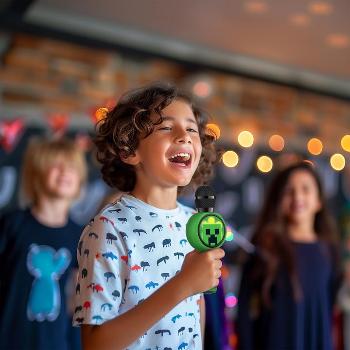 Actual product image OTL Children's LED karaoke microphone with micro SD card slot and funny voice distorter, long running