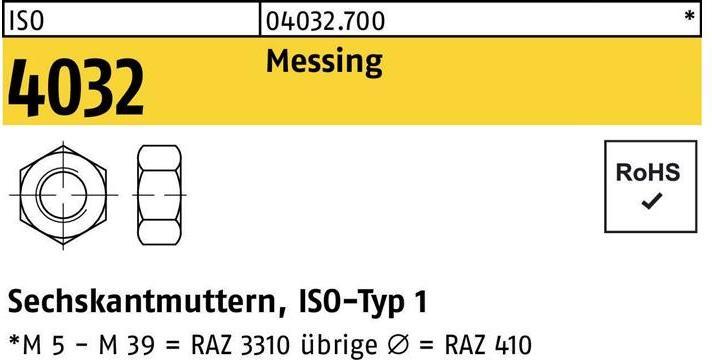 Produktbild Bufab Sechskantmutter ISO 4032 M 10 Messing (M10)