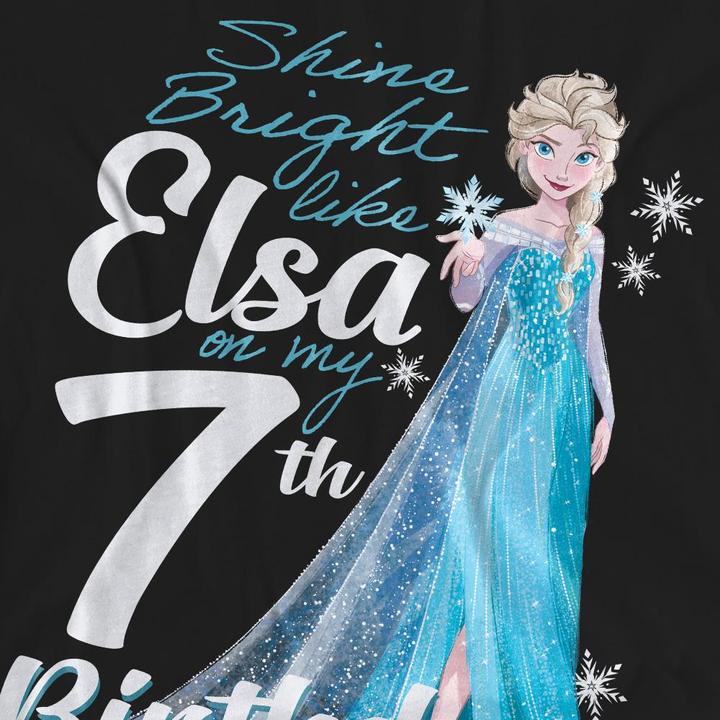Actual product image Disney Frozen Unisex Adult Bright Like Elsa 7th Birthday T-Shirt (S)