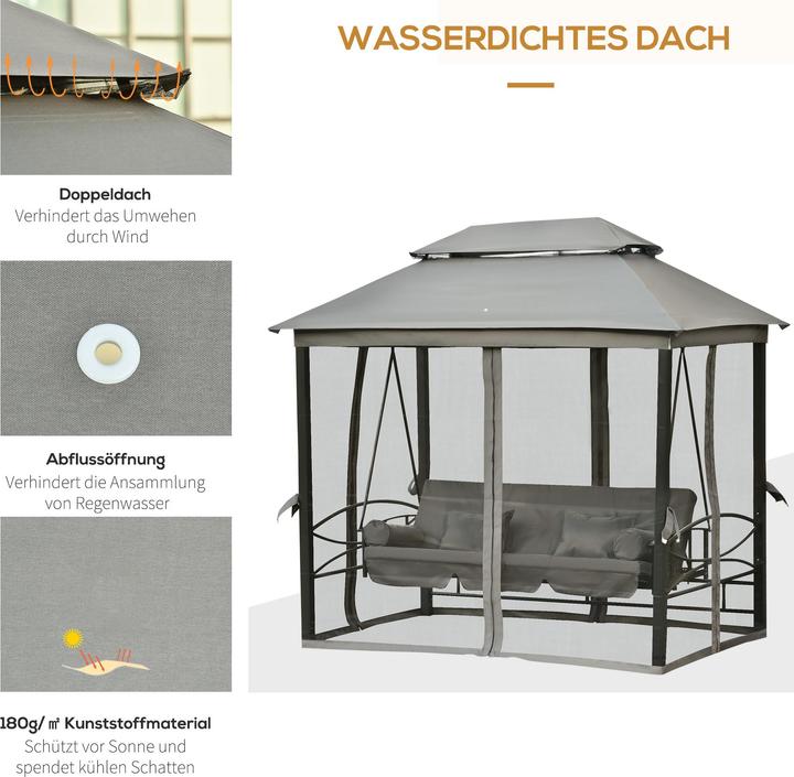 Produktbild Outsunny Hollywoodschaukel Gartenschaukel mit Seitenwänden