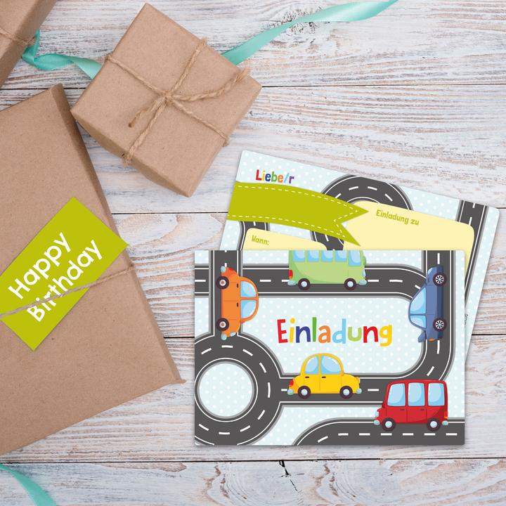 Immagine prodotto Papierdrachen 12 Biglietti d'invito di compleanno - Auto (12 pz.)