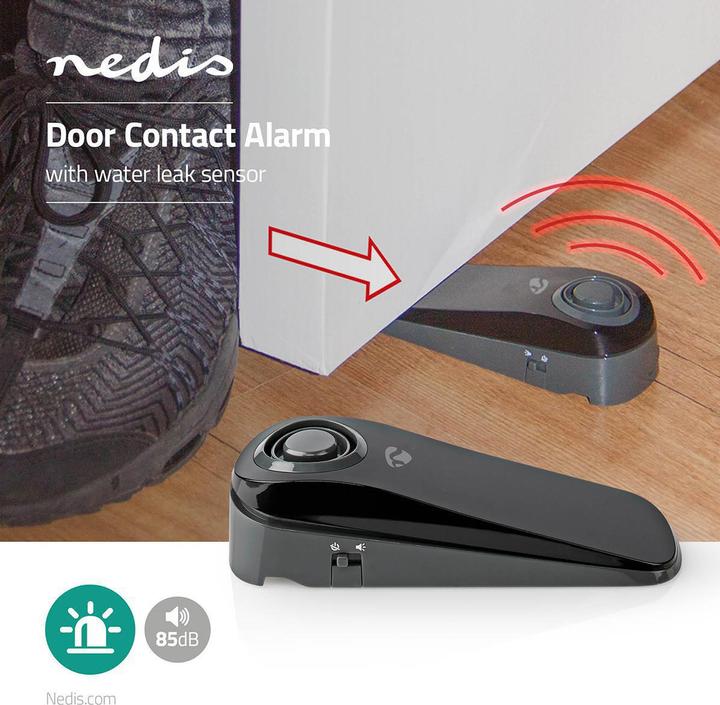 Actual product image Nedis Door/Window Alarm Battery Operated 1x CR123A 85 dB Grey/Black 135 mm Grey/Black
