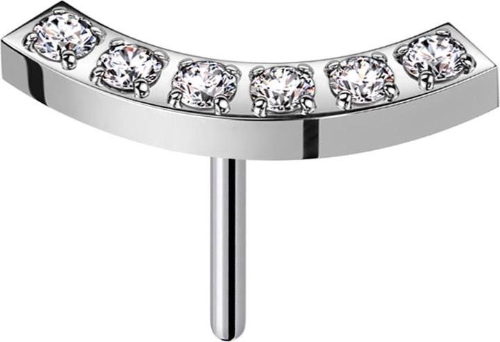 Star Piercing Threadless silber gebogen sechs Kristall silber (Chirurgenstahl 316L)