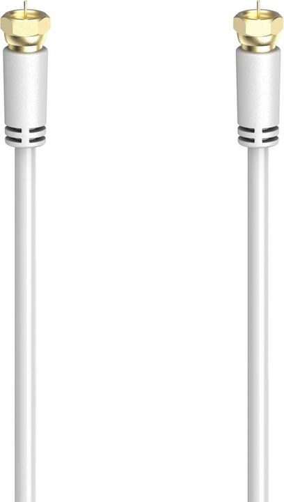 Immagine prodotto Hama Cavo di collegamento SAT, spina F - spina F, placcato oro, 1,5 m, 100 dB, bianco (100 dB, Cavi antenna)