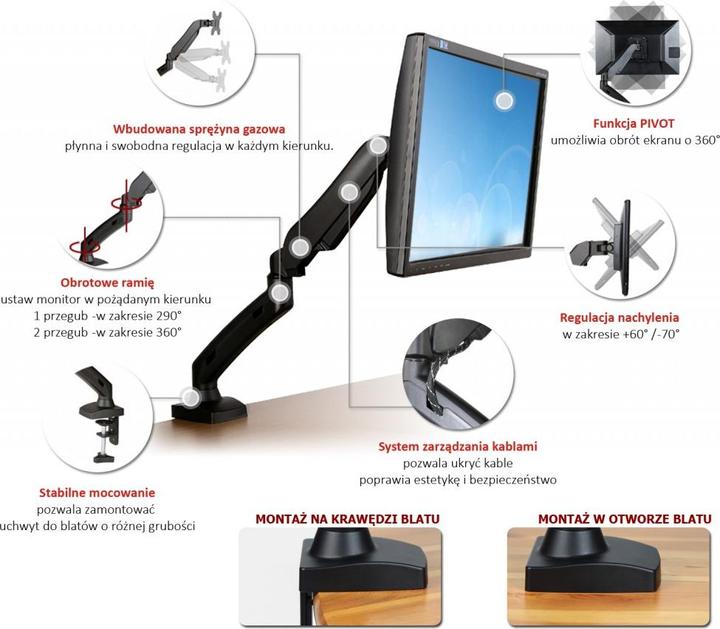 Actual product image Art Uchwyt biurkowy na monitor 13" - 27" L-11GD (RAMART L-11GD) (Table, 27")