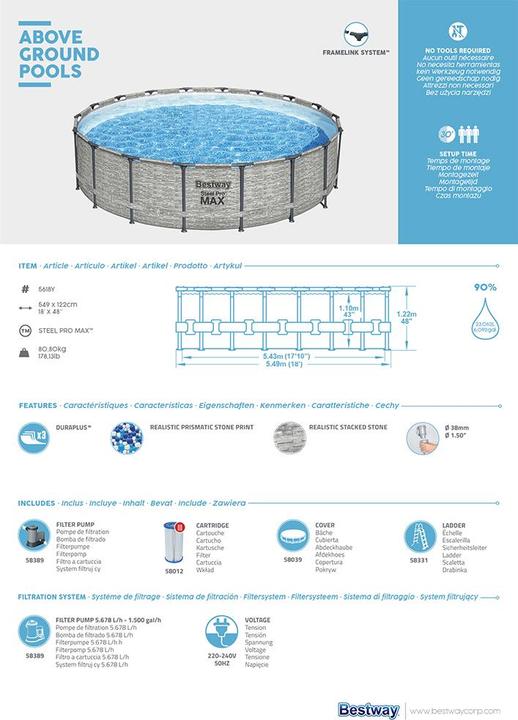 Image du produit Bestway Steel Pro Max Pool Set (Ø 549 x 122 cm)