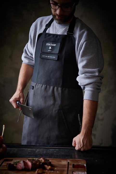 Immagine prodotto Steakchamp Grembiule da cucina 2 tasche con velcro per l'etichettatura (Taglia unica)