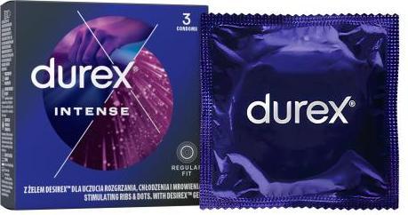 Produktbild Durex Intense ribbed condoms with tabs and stimulant gel 3pcs (3 Stk.)