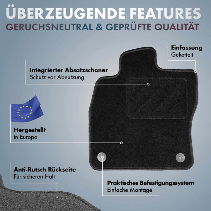 Actual product image Walser Floor mats for Mazda 6 sedan BJ 02/2008 - 01/2013, 6 station wagon BJ 02/2008 - 10/2012 (2 front mats + 2 rear mats)