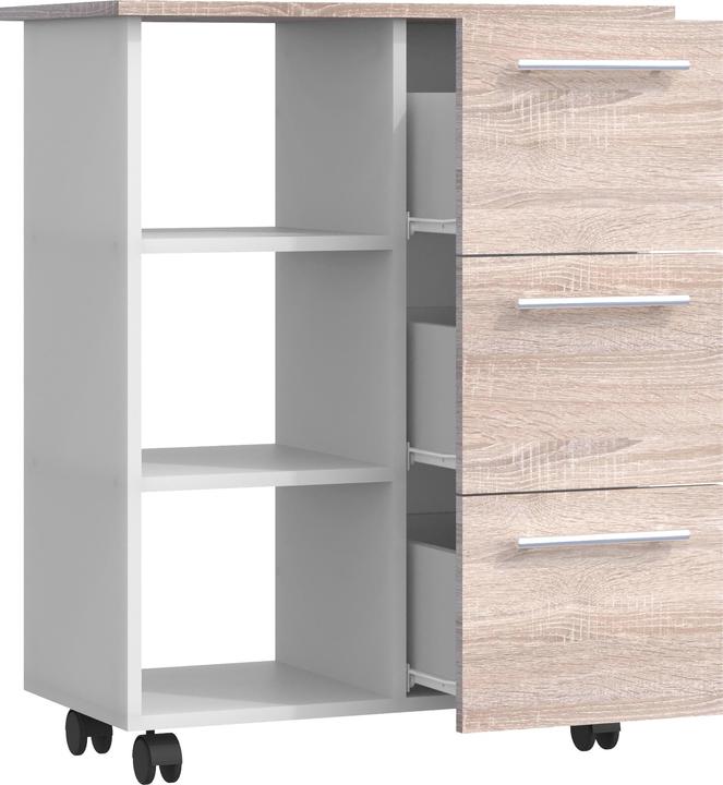 Actual product image VCM Wooden Kitchen Trolley Serving Trolley Shelf Rollable Castors Drawer Esilo