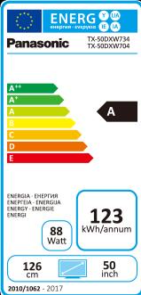 Etichetta energetica Panasonic Tx-50dxw734 (50", LCD, 4K)