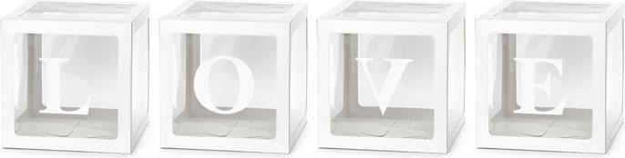 Actual product image Partydeco Balloon boxes LOVE, 30x30 cm, white (1 pkt / 4 pc.)
