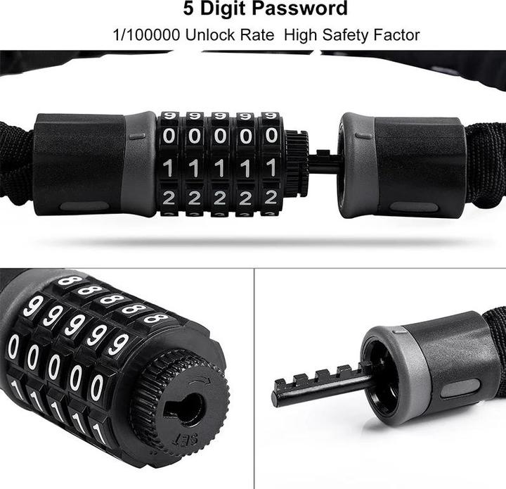 Image du produit Twheels Antivol à chaîne avec chiffres en noir