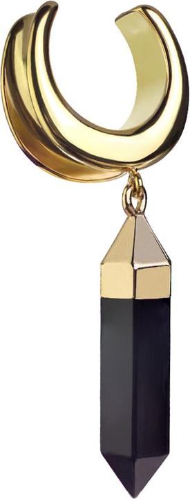 Star Piercing Sattel vergoldet mit Anhänger schwarzer Onyx Stein (Mineralisch, Messing, Chirurgenstahl 316L)
