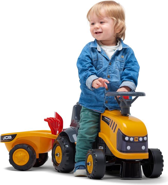 Actual product image Falk Toys JCB Orange tractor with trailer