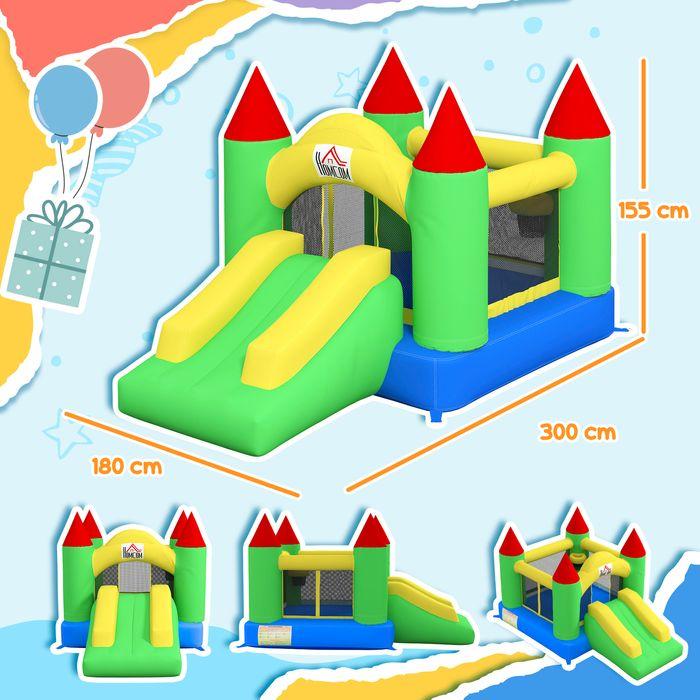 Actual product image Swisshandel24 Inflatable bouncy castle, slide trampoline safety net 3-10 years Oxford 300x180x160cm