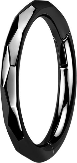 Star Piercing Micro Segmentring klappbar schwarz facettiert (Titan G23, ohne Messing)