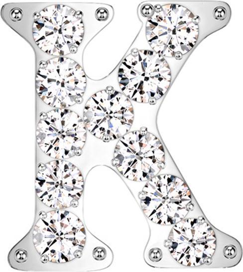 Produktbild Star Piercing Threadless silber mit Kristallen silber Buchstabe K (ohne Messing, Titan G23)