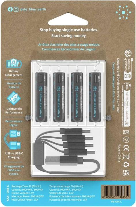 Actual product image Pale Blue AAA USB-C (4 pcs., AAA, 600 mAh)