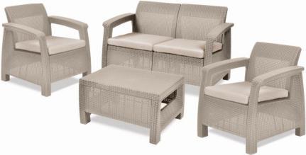 Produktbild Keter CORFU LOUNGE SET mit Kissen Sessel 75x70x79h