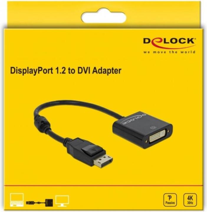 Actual product image Delock Monitor adapter DP to DVI, passive, 4K support (DVI, 16 cm)