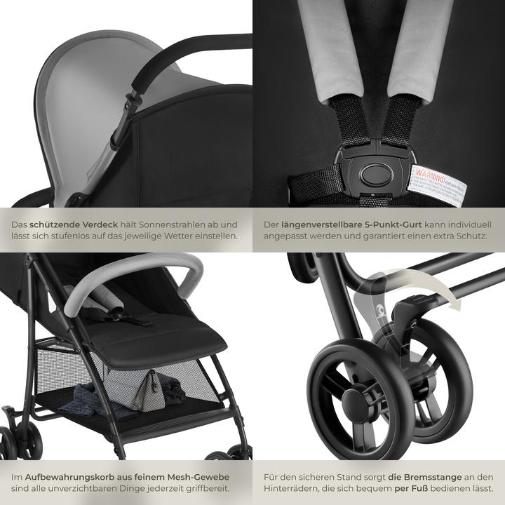 Actual product image tectake Buggy-Kinderwagen Emma, klappbar, 5-Punkt-Gurt, mit Bremse