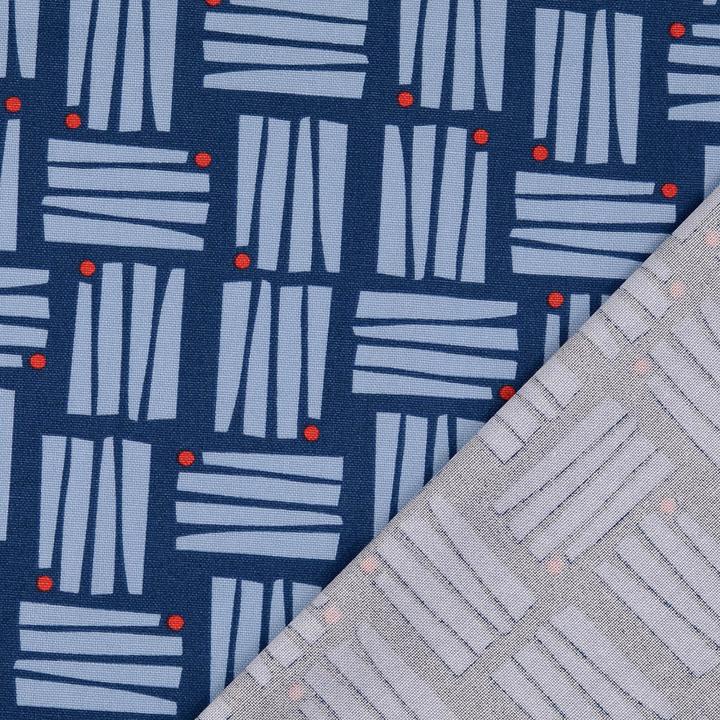Image du produit Stoffrestposten Toile - Motif moderne sur bleu marine - Vente minimum : 1 mètre