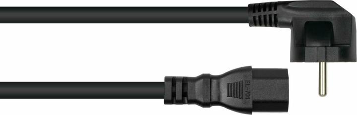 Actual product image Kabelmeister Mains cable earthing contact plug type E+F (90° thread) to hot appliance socket C15, black (3 m)
