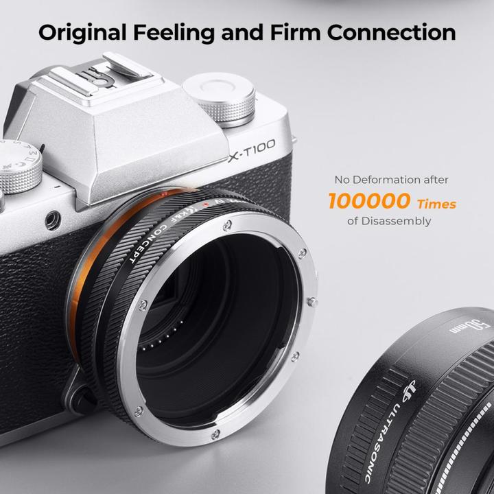 Actual product image K&F Concept High Precision lens adapter, matte paint, orange, EF-FX IV PRO