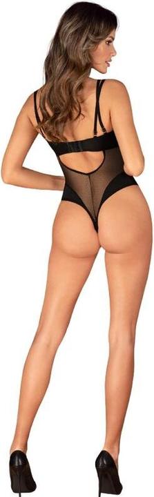 Actual product image Obsessive Nesari Crotchless Teddy - Black (S)