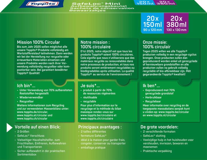Productafbeelding Toppits Mini zip-lock zakje 20 x 150ml +380ml (40 x)