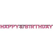 Image du produit Amscan Guirlande Happy Birthday "40 ans" Rose