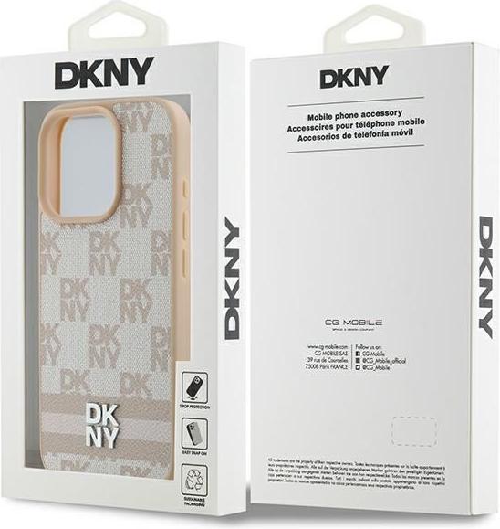 Immagine prodotto DKNY DKHCP16LPCPTSSP Custodia rigida per iPhone 16 Pro 6,3" różowy/rosa con motivo a scacchi e strisce (Apple iPhone 16 Pro)