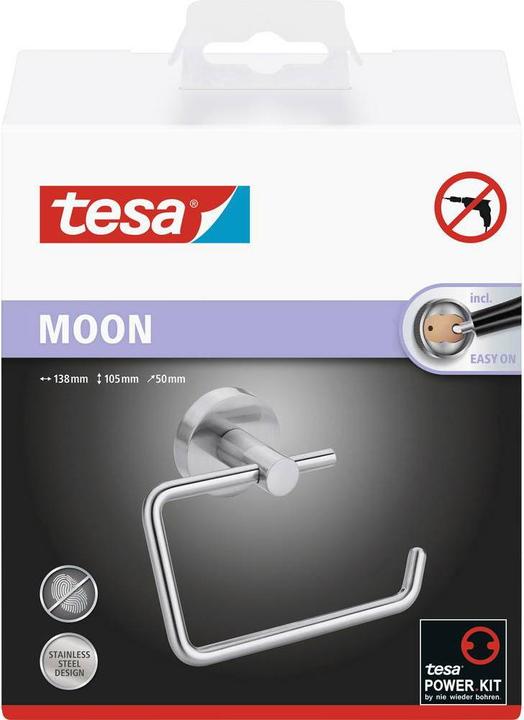 Image du produit tesa MOON Support de rouleau de papier toilette avec solution adhésive sans perçage