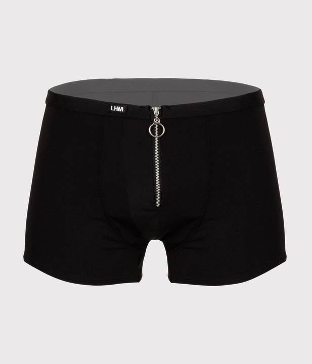 Actual product image Lovehoney LHM Zip Front Microfibre Boxer Shorts (Black S / M) (S/M)