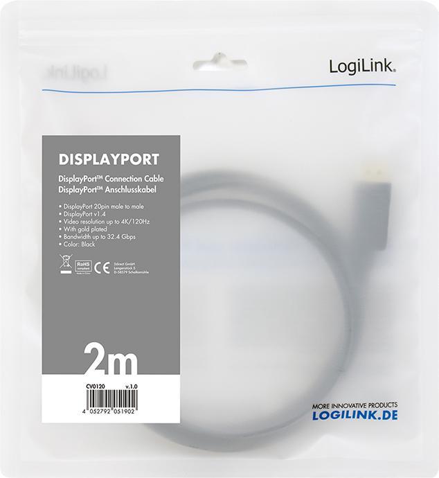 Immagine prodotto LogiLink DisplayPort — DisplayPort (2 m, DisplayPort)
