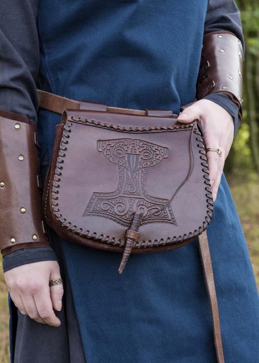 Immagine prodotto Battle Merchant Marsupio da cintura in pelle goffrata Thorshammer marrone