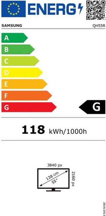 Energie-Label Samsung QH55R (3840 x 2160 Pixel, 55")