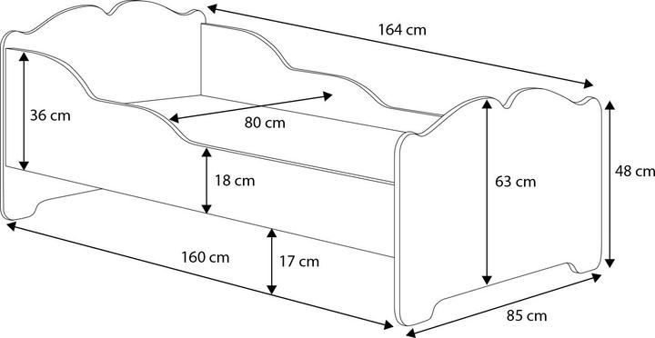 Produktbild ADRK Furniture Bett mit Matratze XIMENA BALLERINA MIT EINHORN 160x80 (160 x 80 cm)
