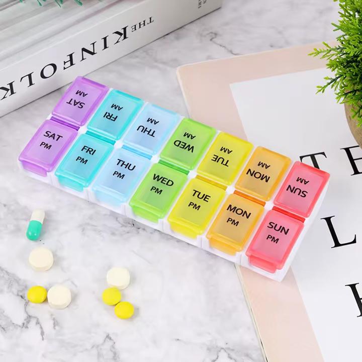 Actual product image Cbx Tablettenbox, Pillenbox 7 Tage - Morgen und Abend Rainbow