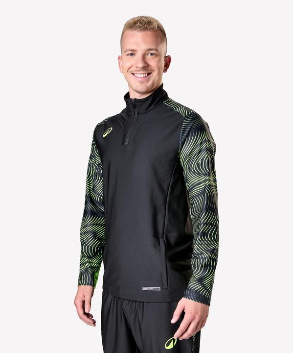 Produktbild Kipsta Damen/Herren Fussball Sweatshirt 1/2 Zip - VIRALTO Wave schwarz/neongelb (L)