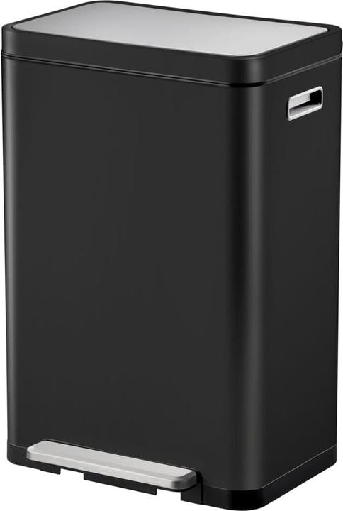 Actual product image EKO Waste separation system X-Cube pedal bin black 2 x 20 L made of brushed stainless steel with (40 l)
