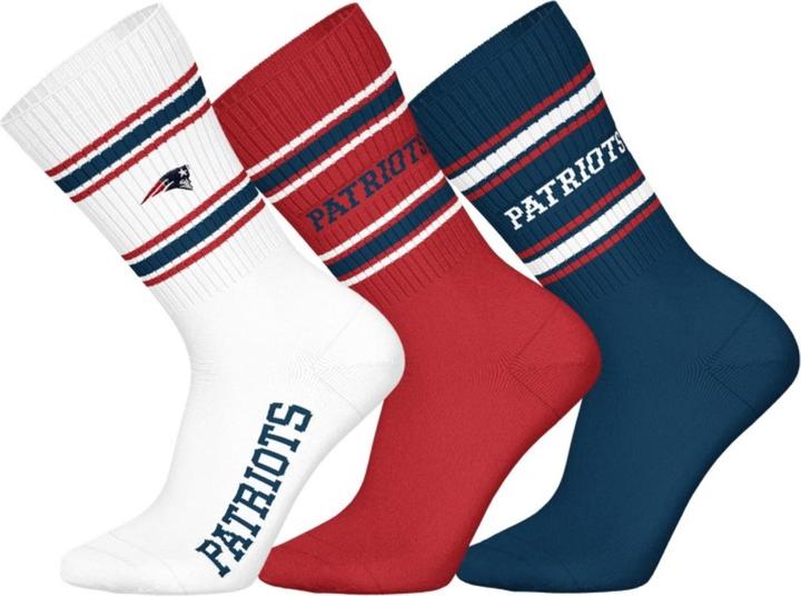 Barefoot New England Patriots 3pk Crew Socks 39-42 (39 - 42)