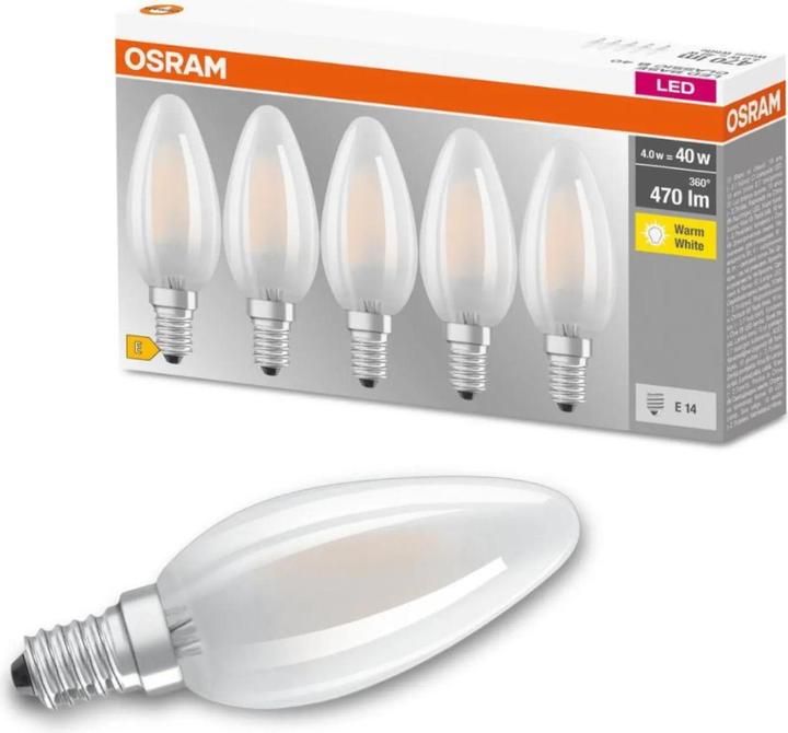 Actual product image Osram LED Base Classic B (E14, 4 W, 470 lm, 5 x, E)