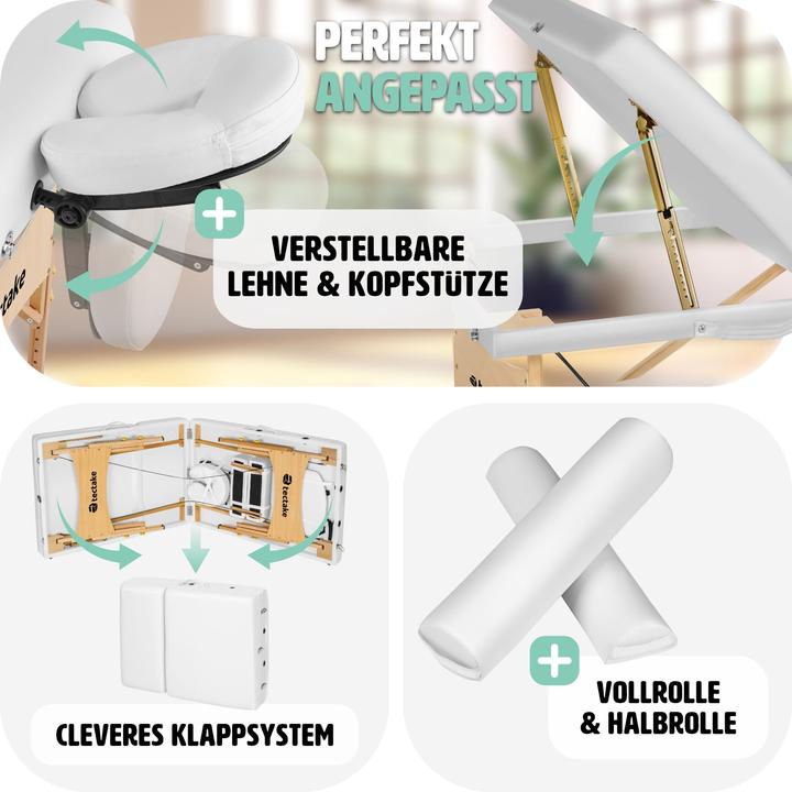 Actual product image tectake Ensemble de table de massage à 3 zones Somwang avec rembourrage de 7,5 cm d'épaisseur, rouleaux et c