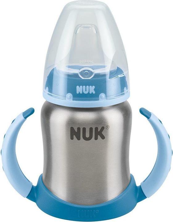 NUK Learner Cup Edelstahl, Flaschenkörper aus hochwertigem Edelstahl, 125ml, blau