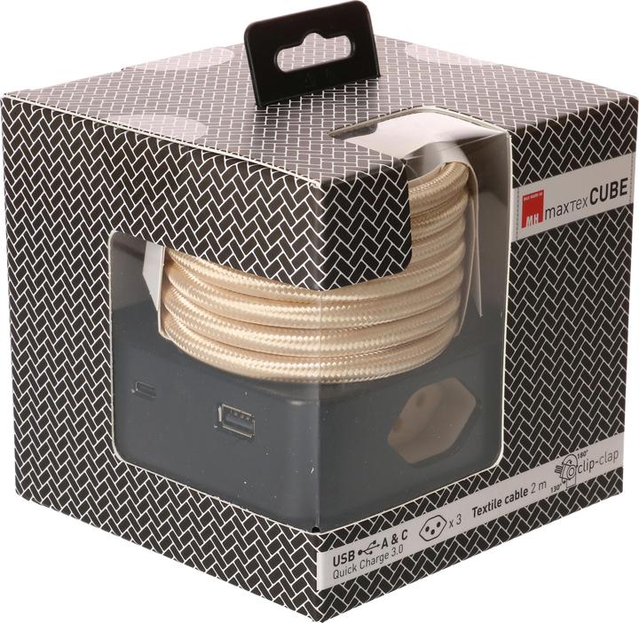 Actual product image Max Hauri Cube (3 x, Type 13, USB-A, USB-C, 2 m)