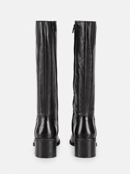 Produktbild Felmini MIRA D946 Stylische hohe Stiefel mit niedrigem Absatz, gefertigt aus echtem weichem schwarzem Leder. (40)